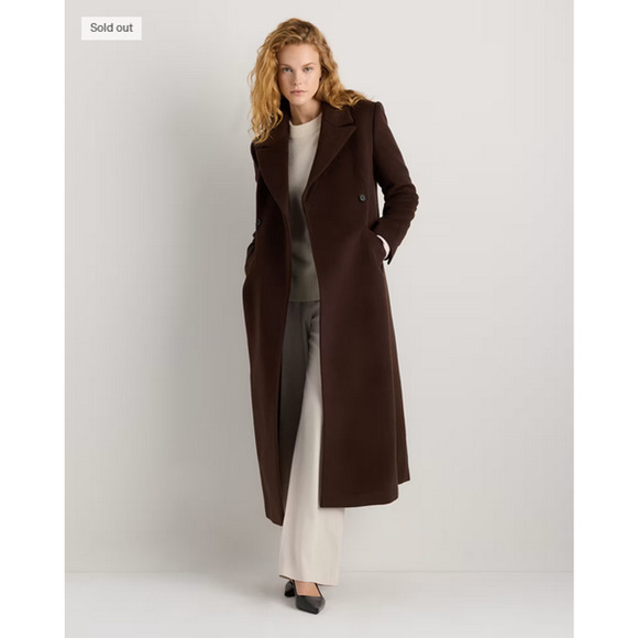 Quince Jackets & Blazers - Quince Wool Cashmere Tailored Long Coat S Dark Chocolate NWOT